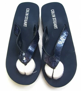 Zapatos sin cordones Colin Stuart alrededor de la puntera con solapa abatible talla 5 M lentejuelas azul cómodo - Imagen 1 de 9