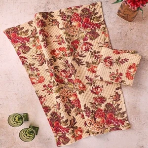 April Cornell Bountiful Harvest Fall Fruits & Flower Tea Towel Set of 2 Antique - Picture 1 of 5