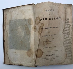 Antique 1834 The Works of Lord Byron Book Hardback Suppressed Poems JW Lake HB - Picture 1 of 11