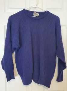 Vintage Pringle of Scotland Royal Navy Blue Wool Cableknit Sweater L 44 - Picture 1 of 7