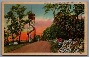 Postcard Gettysburg PA c1937 Oak Ridge Tower Observation Tower - Picture 1 of 2