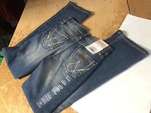 NWT new Wrangler Low Bootcut Flare Jeans Girls 8R Adjustable Waist Whisker Retro - Picture 1 of 19