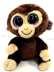 TY Silk Beanie Boos Dark Brown Monkey Coconut 6" Plush 2017 Purple Glitter Eyes - Picture 1 of 5
