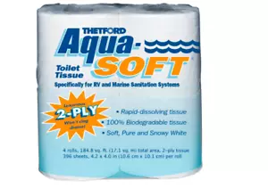 RV Toilet Paper Tissue Bathroom Aqua-Soft Bath Supply Sanitation Systems 4 Rolls - Picture 1 of 8