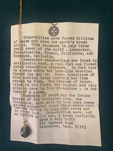 VINTAGE Chiastolite Necklace Natural Cross Design 2 Sides - Picture 1 of 10