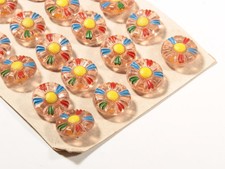 Card (24) 18mm vintage Deco Czech daisy flower rosaline pink glass buttons