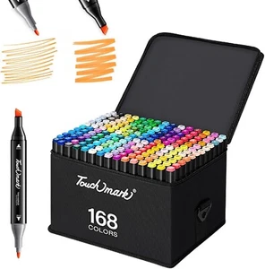 168 Colors Dual Tips Alcohol Markers, Art Markers Pens with Pen Holder, Permanen - Picture 1 of 7