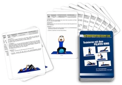 TEAMSPORTBEDARF.DE Trainingskarten - Pilates Ring Widerstandsring Fitness Yoga (30 Workouts)