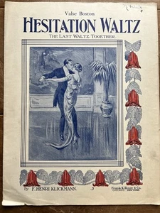 Antique 1913 Hesitation Waltz Valse Boston Sheet Music Piano Solo Art Nouveau - Picture 1 of 4