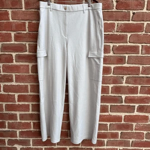 Eileen Fisher $258 boiled Wool Jersey Cargo Pant in chalk XL - Picture 1 of 13