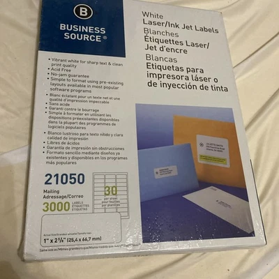 Business Source Mailing Laser Label - 1" Width X 2.62" Length Permanent 3000 - Image 1 of 3