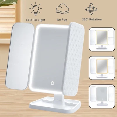 MARKENLOS Schminkspiegel LED Beleuchteter Spiegel Kosmetikspiegel 1X/2X/3X Vergrößerung DE