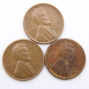 1953 P D S Lincoln Wheat Cent Penny 3 Münzen [CL58] - Bild 1 von 2