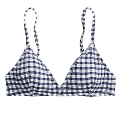 全新 J. CREW 法国比基尼上衣格子纹理三角经典女式 L/XL 码 — 第 1/4 张图片