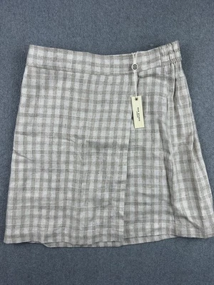 Falda Max Studio London para mujer XS beige a cuadros mezcla de lino informal nueva etiqueta Foto 1 de 4