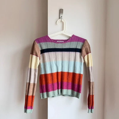 Vintage Topshop Striped Wool Blend Chunky Ribbed Jumper 8 10 Minimalist Y2K 00s - Image 1 of 4