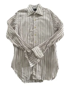 Vintage Men’s 1970s Dunhill Dress Shirt 15.5 French Cuffs White And Red Stripe M - Picture 1 of 9