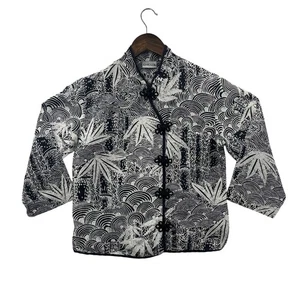 Chicos Seide asiatisch inspiriert Blumendruck Mandarinkragen Jacke Top - Bild 1 von 8