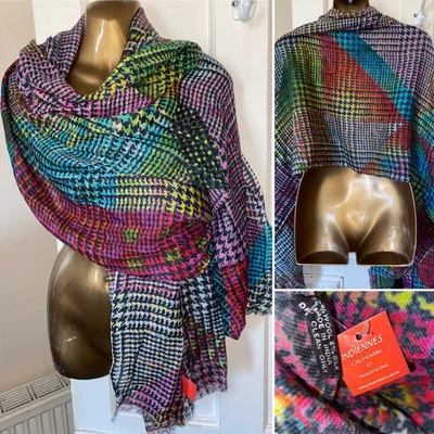 Beautiful multi coloured Pashmina Wool & Silk Shawl Wrap Scarf Stole New/tags  - Image 1 of 4