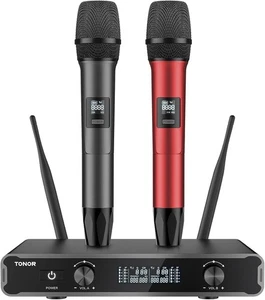 TONOR Wireless Microphones, Cordless Dual Handheld Dynamic Karaoke Singing TW450 - Picture 1 of 8