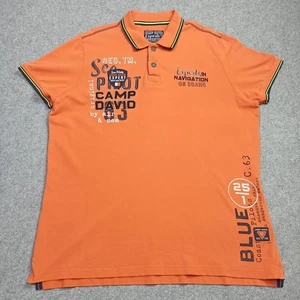 Camp David Mens Polo Shirt XXL 2XL Orange Cotton Pique Embroidered Sea Pilot - Bild 1 von 13