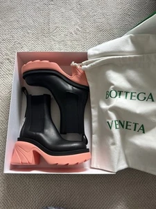 Bottega Veneta Flash Boots 37 Schwarz Pink Leder Chelsea Stiefeletten Neu Box - Bild 1 von 7