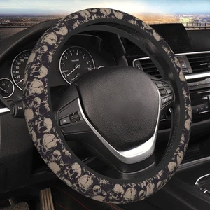 Elastic Skulls Halloween Car Steering Wheel Cover Protector Thicken,Grunge Sp... - Picture 1 of 8