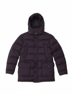 HUGO BOSS Mens Hooded Padded Jacket IT 48 Medium Navy Blue Wool CD01 - Picture 1 of 6