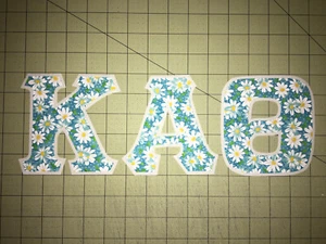 KAPPA ALPHA THETA 5 INCH GREEK SORORITY IRON ON LETTERS (NO SEW) - DAISIES/WHITE - Picture 1 of 1