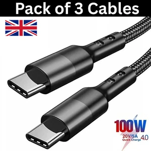 USB C To USB C Fast Charger PD 100W Dual Type C Charging Data Sync 1M 2M Cable - Picture 1 of 13
