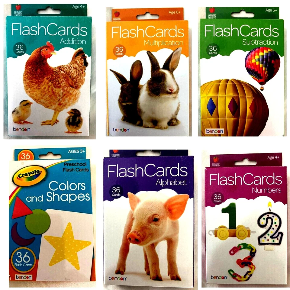 Tarjetas Flash Variedad Matemáticas e Inglés Bendon & Crayola ELECCIÓN de 6 Pre-K+ ¡NUEVAS! Foto 1 de 1