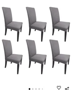 Dining Chair Cover, Polyester, Spandex Fabric Fit Stretch Set of 6 Light Grey - Picture 1 of 4
