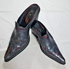 D J Pliner Women’s Western Couture Collection black, burgundy size 10M mule boot - Bild 1 von 11