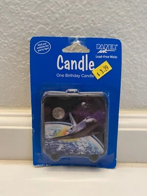 Space Themed BIRTHDAY Party CANDLE 1 count Cake Decoration 3"x3" - Image 1 of 2