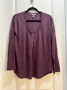 Victoria’s Secret Burgundy Henley Knit Top Shirt Medium Armpit To Armpit 23” - Picture 1 of 6
