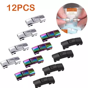 12Pcs Lazy Shoelace Buckle No Tie Lock Shoe Laces Clasps Fixed Artifact US - Picture 1 of 9