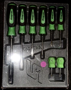 Snap On Green Tools Screwdriver Set 8 Pc.Combination Soft Instinct Handle New! - Imagen 1 de 4