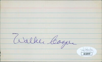 Walker Cooper St. Louis Cardinals Signed 3x5 Index Card JSA Authenticated - Image 1 of 2