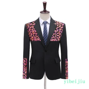 Performance Suits Men's Coats Nightclub Colorful Patchwork Dress Formal Blazers - Picture 1 of 18