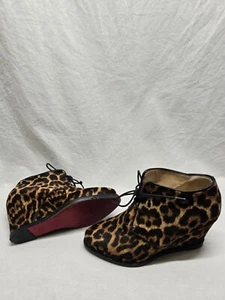 Christian Louboutin Compacta Wedge Booties EU 35 US 5 Leopard Calf Hair - Picture 1 of 22