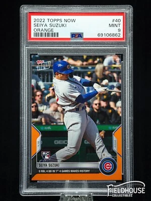 2022 Topps Now Seiya Suzuki ORANGE /5 Rookie RC PSA 9 Cubs #40 - Image 1 of 2