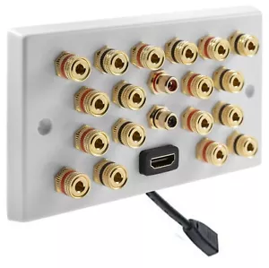 Piastra da parete altoparlante audio/AV 9.2 oro 18 pali di rilegatura + 2 RCA + HDMI non saldatore - Foto 1 di 6