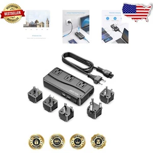 All-in-One 250W Voltage Transformer with USB Charging & 5 International Adapters - Picture 1 of 10