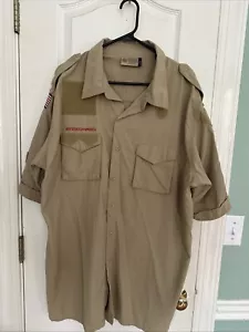 Boy Scouts Uniform Shirt Sz Mens XXL Tan Short Sleeve BSA Official - Picture 1 of 6