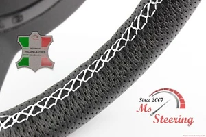 FUR ACURA TL 95-01 SCHWARZ PERF LEDER-LENKRAD ABDECKUNG WEISS 2 STICH - Picture 1 of 6