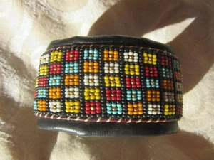 PATCHWORK CUFF BRACELET COLORFUL HANDMADE BEADLOOMED ADJUSTABLE  BRACELET  - Picture 1 of 7