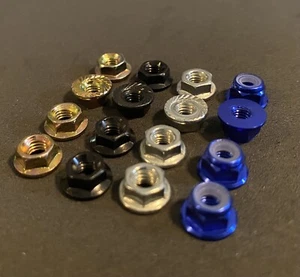 16x 1/10 RC Wheel Nuts - Traxxas TRX4 Axial SCX10 Tamiya WLtoys (4 Sets) W/ BLUE - Picture 1 of 5