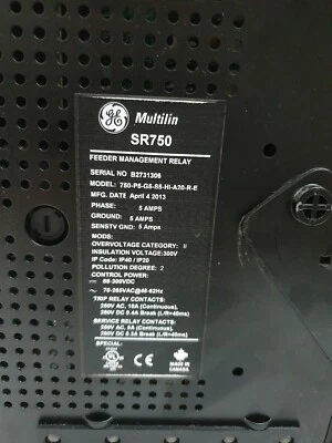 68031 Feeder Management Relay 750-P5-G5-S5-HI-A20-R-E GE Multilin SR750  - Image 1 of 4