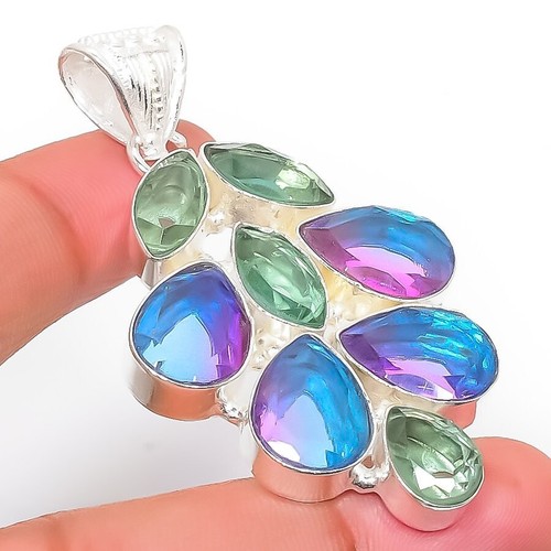 VETEMENTS Ciondolo gioiello in argento sterling 925 con tormalina bicolore pietra preziosa ametista 2 36"