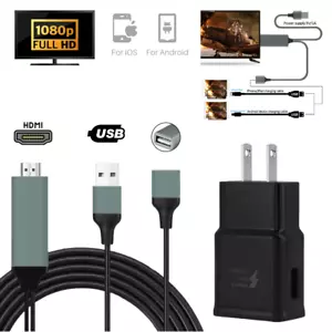 1080 HDMI USB AV Mirroring Cable Phone to HDTV Adapter For Apple iPhone Android - Picture 1 of 13